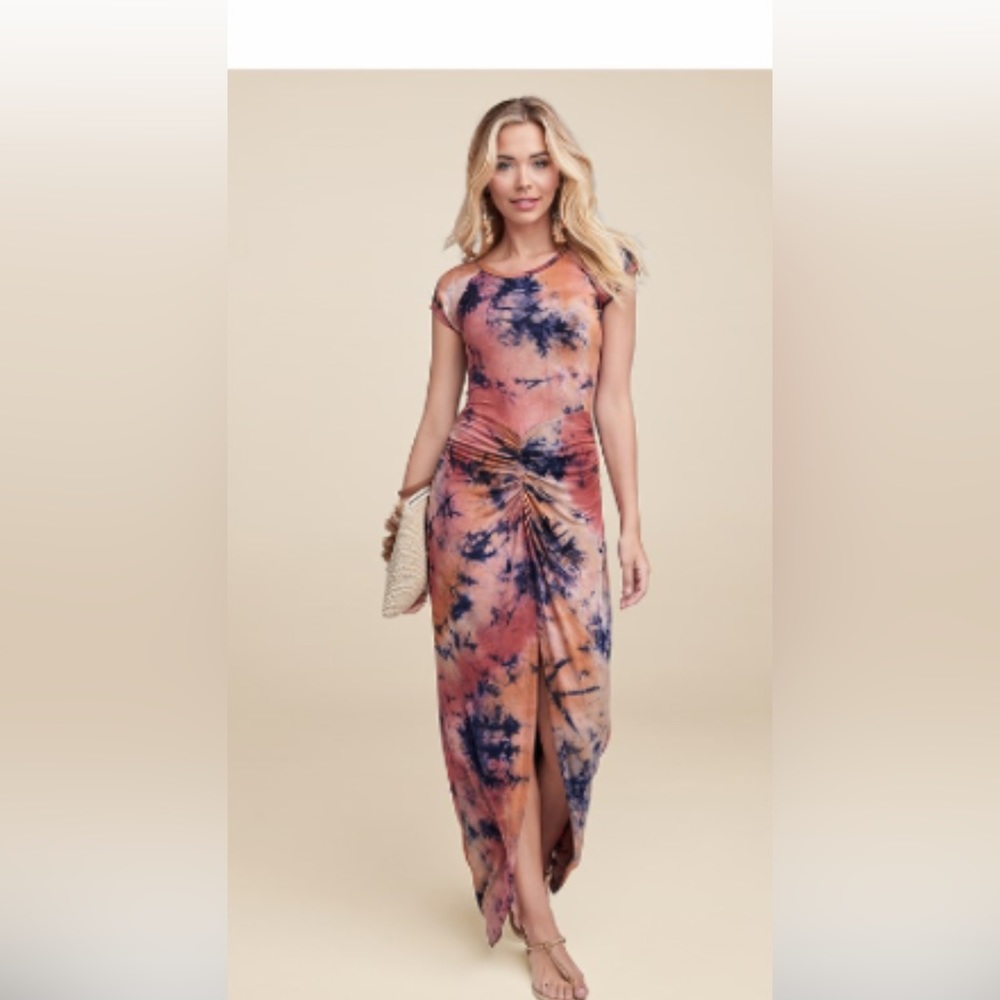 Tie Dye Ruched maxi dress
